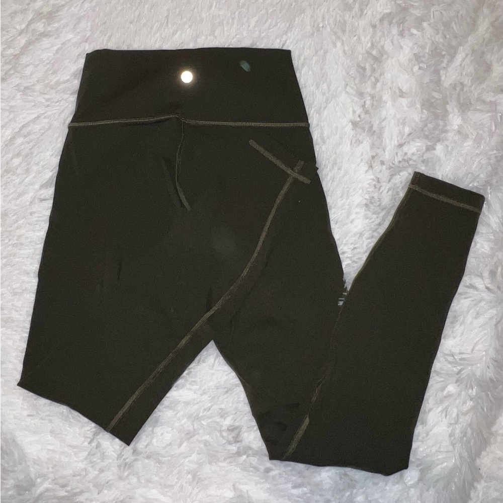 Lululemon Wunder Under Dark Green Olive Legging size 6 Yoga Legging